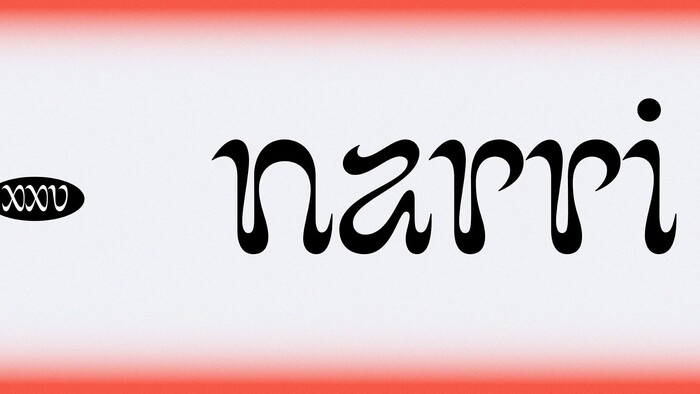 Narri playful display font with flame-inspired curves