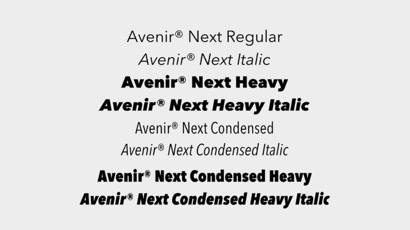 Avenir Next used in design mockup.
